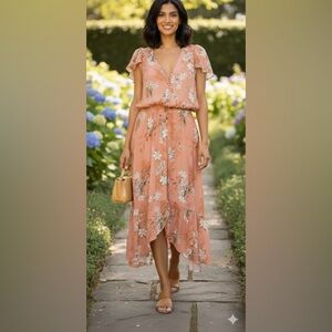 RAVN Nikki dress in coral flower small revolve